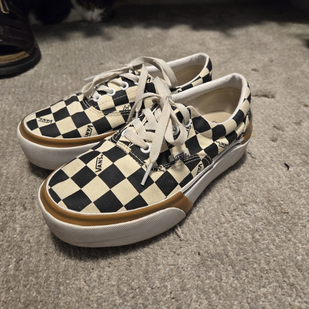 COPY - Platform Stacked Checkered Vans, Womens Size 6.5, Used Condition- Thrift…